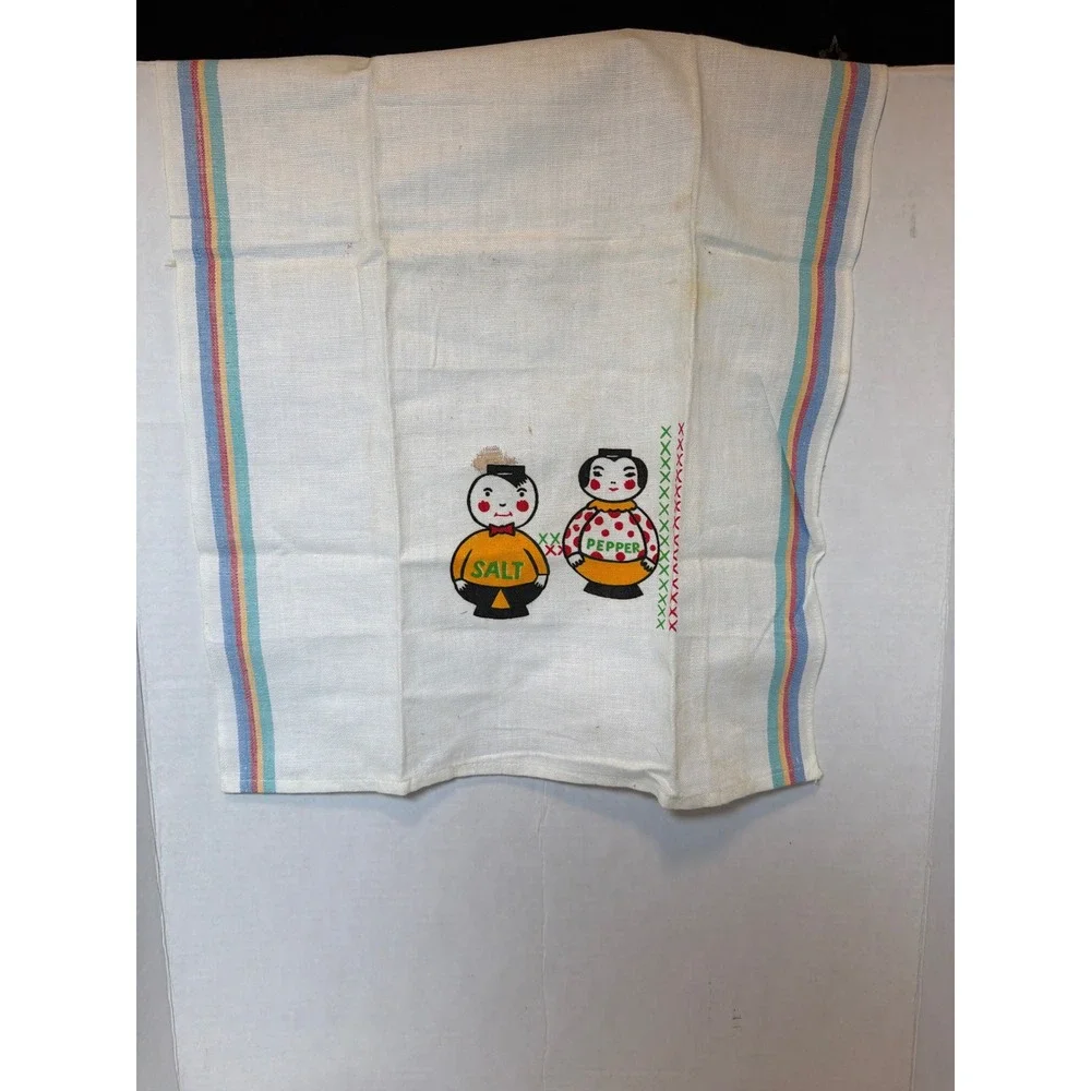 VTG 70 Set of 3 Tosco Printed Kitchen Ramie Tea Towels Japan Themed 16